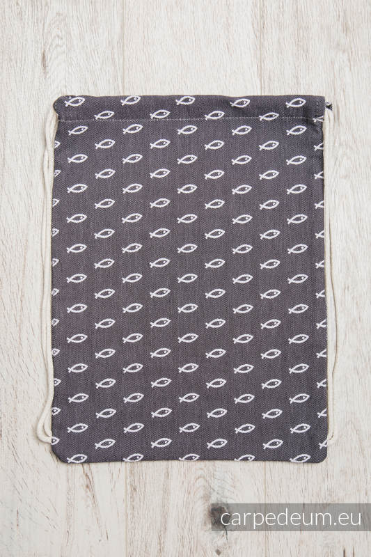Plecak/worek z materiału żakardowego, (100% bawełna) - ICHTYS - GRAFITOWY - uniwersalny rozmiar 35cmx45cm #babywearing
