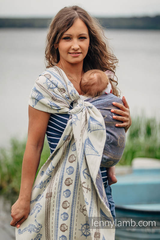 Żakardowa chusta kółkowa do noszenia dzieci, bawełna, ramię bez zakładek - BALTICA 2.0 - long 2.1m #babywearing