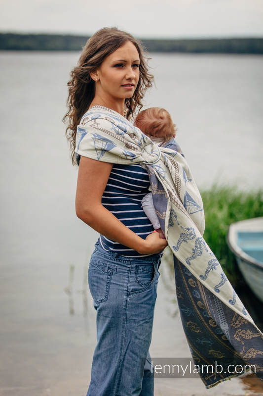 Żakardowa chusta kółkowa do noszenia dzieci, bawełna, ramię bez zakładek - BALTICA 2.0 - long 2.1m (drugi gatunek) #babywearing