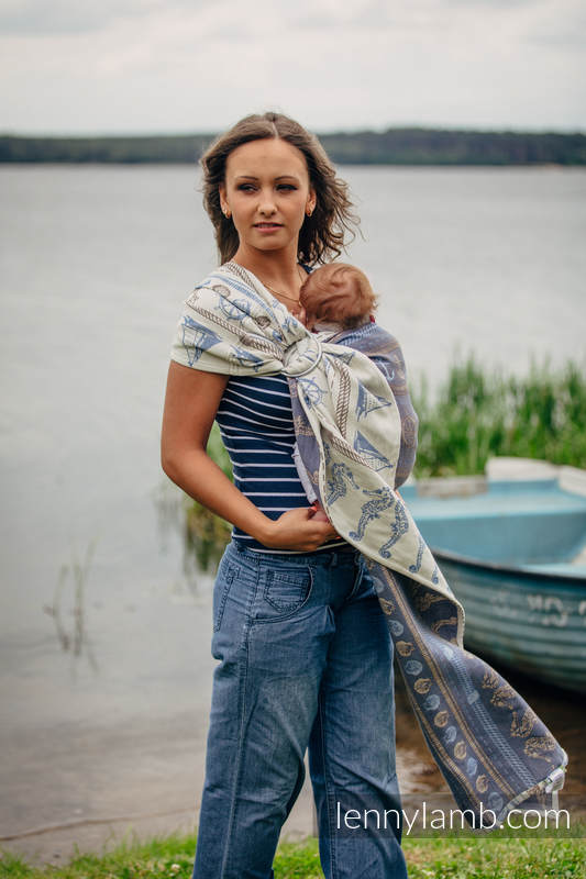 Żakardowa chusta kółkowa do noszenia dzieci, bawełna, ramię bez zakładek - BALTICA 2.0 - long 2.1m (drugi gatunek) #babywearing