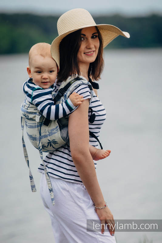 Nosidło Klamrowe ONBUHIMO z tkaniny żakardowej (100% bawełna), rozmiar Standard - RAJSKA WYSPA   #babywearing