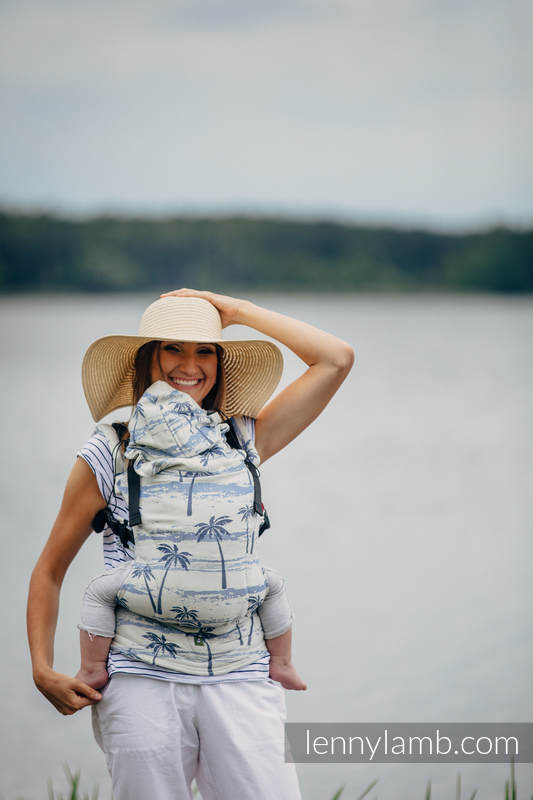 Mochila ergonómica, talla bebé, jacquard 100% algodón - PARADISE ISLAND - Segunda generación (grado B) #babywearing