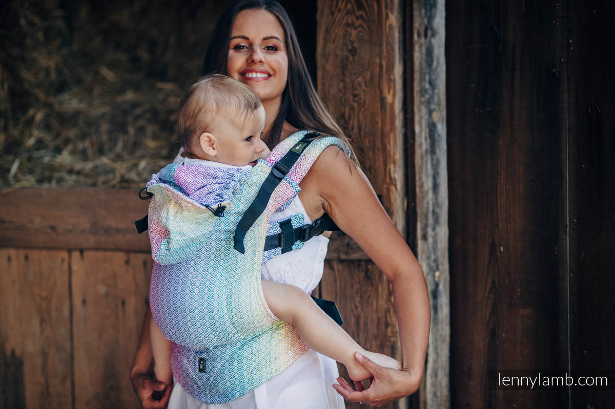 Ergonomic Carrier, Baby Size, jacquard weave 80% cotton, 20% bamboo -  LITTLE LOVE - SCENT OF SUMMER, Second Generation #babywearing