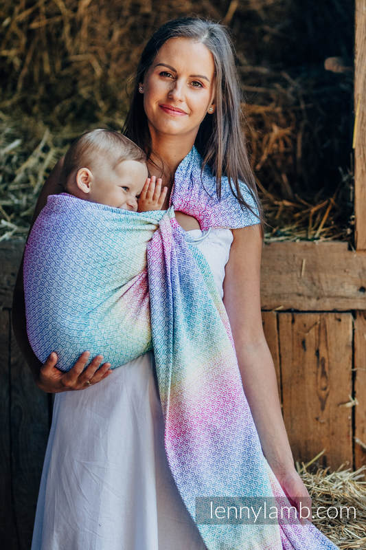 Żakardowa chusta kółkowa do noszenia dzieci, 80% bawełna, 20% bambus - LITTLE LOVE - ZAPACH LATA - long 2.1m #babywearing