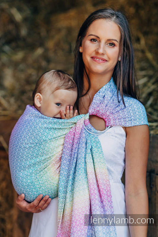 Ringsling, Jacquard Weave (80% cotton, 20% bamboo), with gathered shoulder - LITTLE LOVE - SCENT OF SUMMER - long 2.1m #babywearing