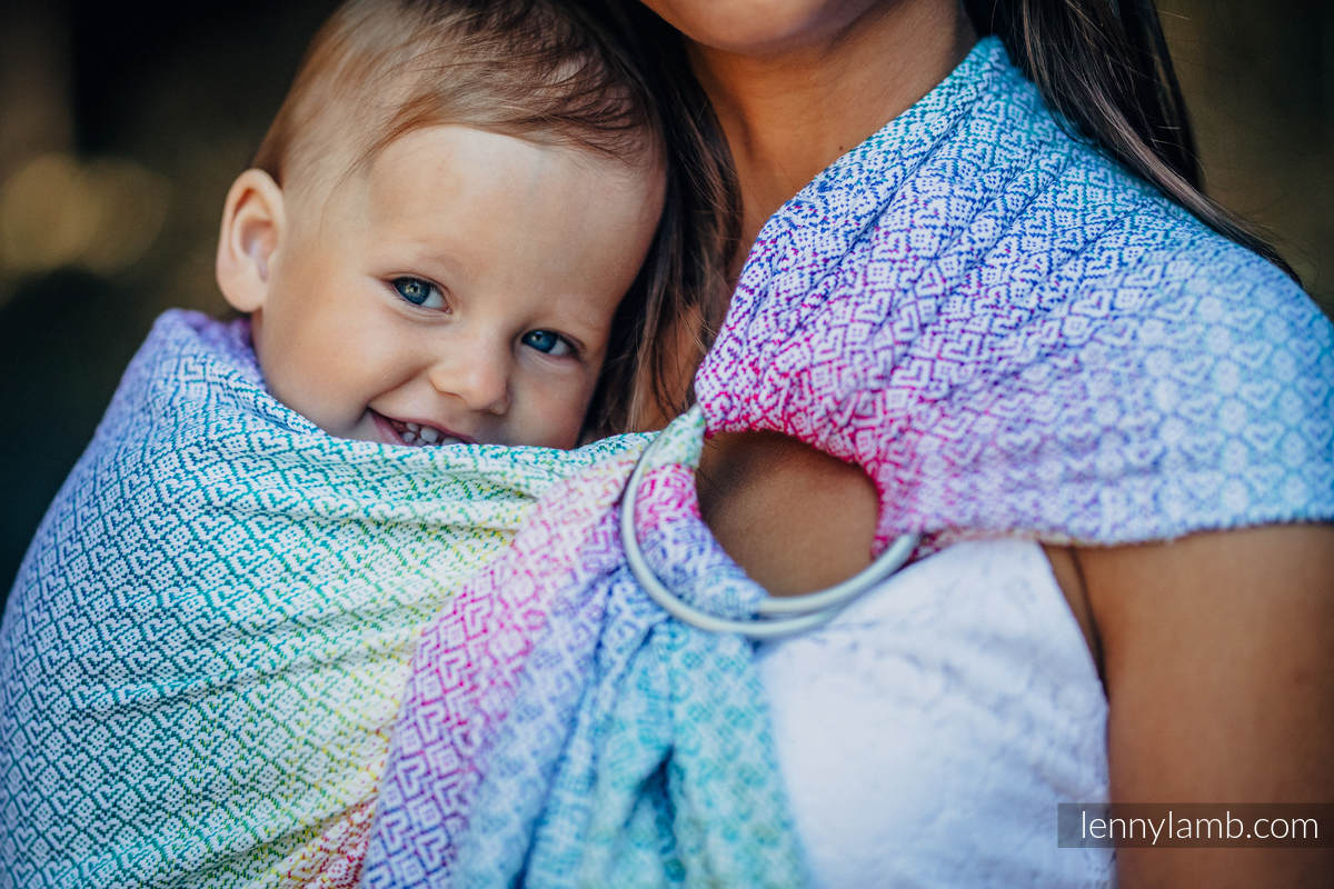 Ringsling, Jacquard Weave (80% cotton, 20% bamboo), with gathered shoulder - LITTLE LOVE - SCENT OF SUMMER - long 2.1m #babywearing