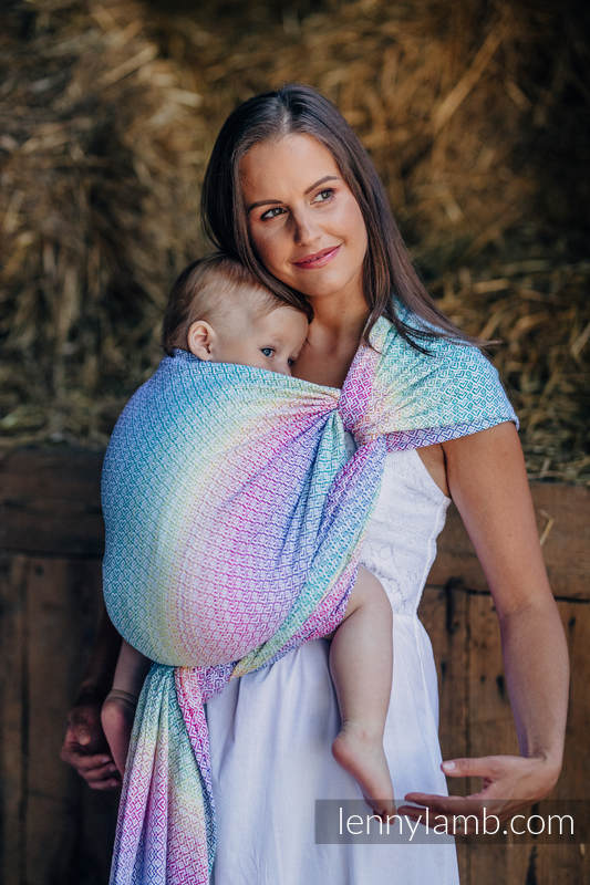 Tragetuch, Jacquardwebung (20% Bambus, 80% Baumwolle) - LITTLE LOVE SCENT OF SUMMER - Größe XL (grad B) #babywearing