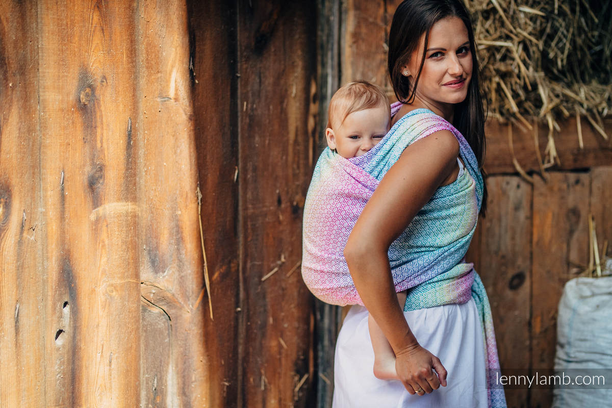 Baby Wrap, Jacquard Weave (80% cotton, 20% bamboo) - LITTLE LOVE - SCENT OF SUMMER - size XS (grade B) #babywearing