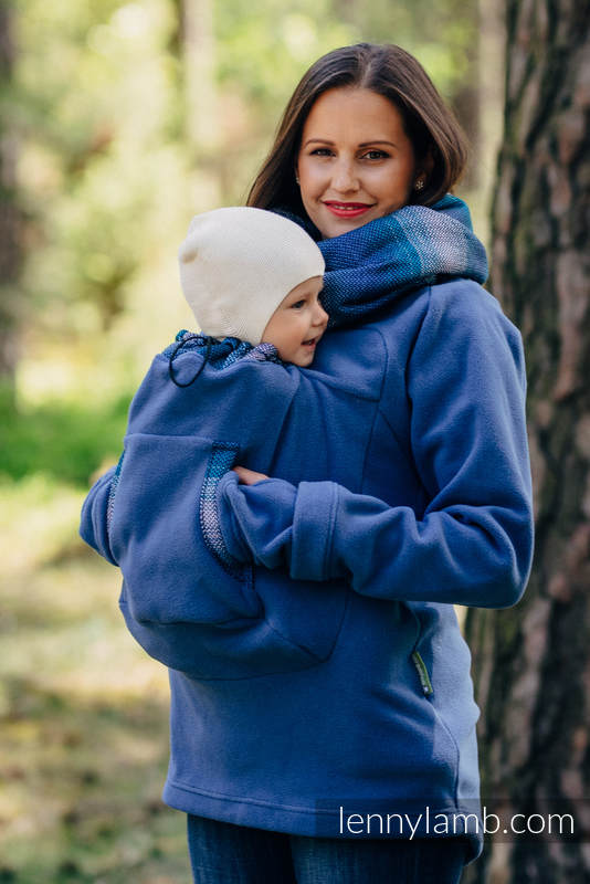 Sudaderas de porteo de polar 2.0 - talla 6XL - Azul con Little Herringbone Illusion #babywearing