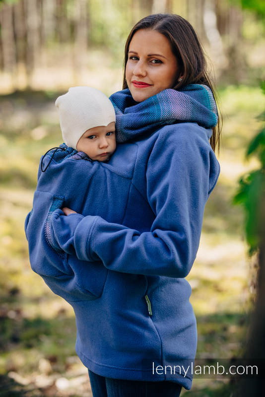 Sudaderas de porteo de polar 2.0 - talla M - Azul con Little Herringbone Illusion #babywearing