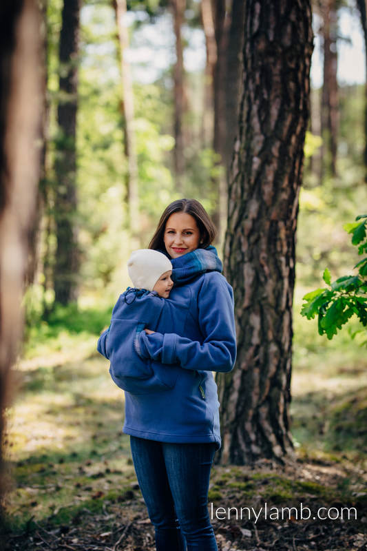 Polarowa bluza do noszenia dzieci 2.0 - rozmiar L - niebieska z Małą Jodełką Iluzją (drugi gatunek) #babywearing