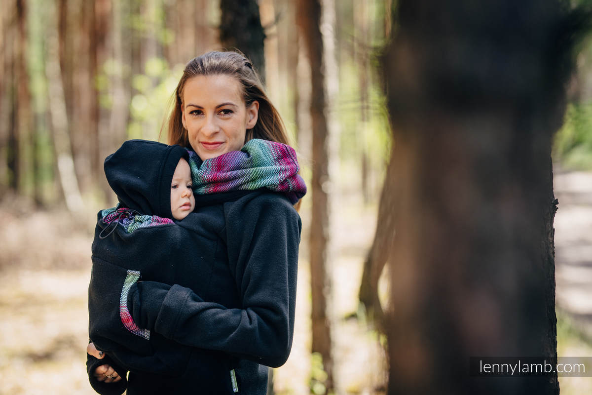 Fleece Tragepullover 2.0 - Größe M - schwarz mit Little Herringbone Impression Dark #babywearing