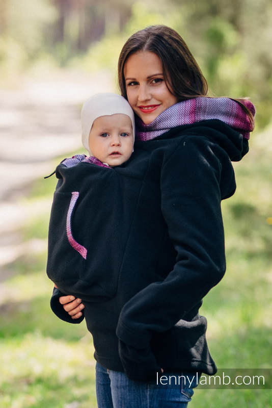 Polarowa bluza do noszenia dzieci 2.0 - rozmiar M - czarna z Małą Jodełką Inspiracją #babywearing