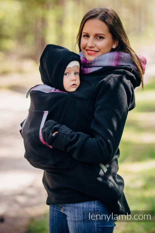 Fleece Babywearing Sweatshirt 2.0 - size L - black with Little Herringbone Inspiration (grade B) #babywearing