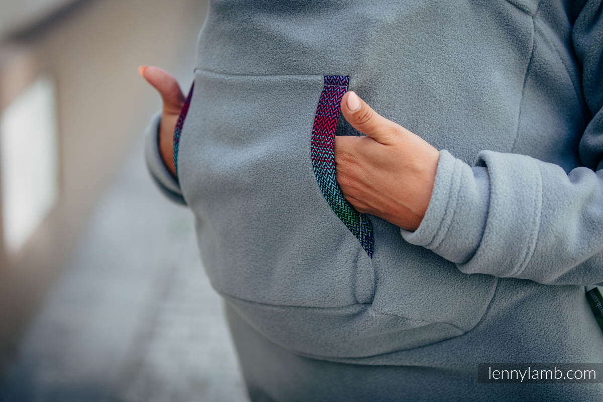 Polarowa bluza do noszenia dzieci 2.0 - rozmiar L - szara z Małą Jodełką Impresją Dark (drugi gatunek) #babywearing