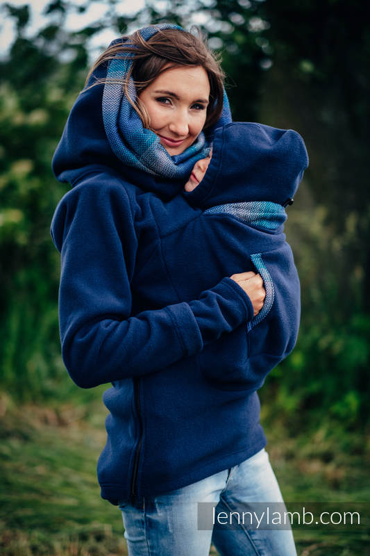 Fleece Babywearing Sweatshirt 2.0 - size M - navy blue with Little Herringbone Illusion #babywearing