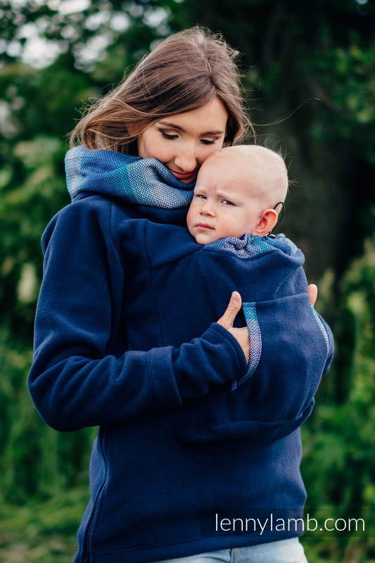 Fleece Tragepullover 2.0 - Größe L - dunkelblau mit Little Herringbone Illusion #babywearing