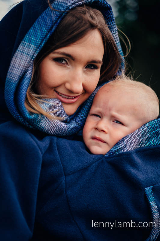 Fleece Tragepullover 2.0 - Größe XXL - dunkelblau mit Little Herringbone Illusion #babywearing
