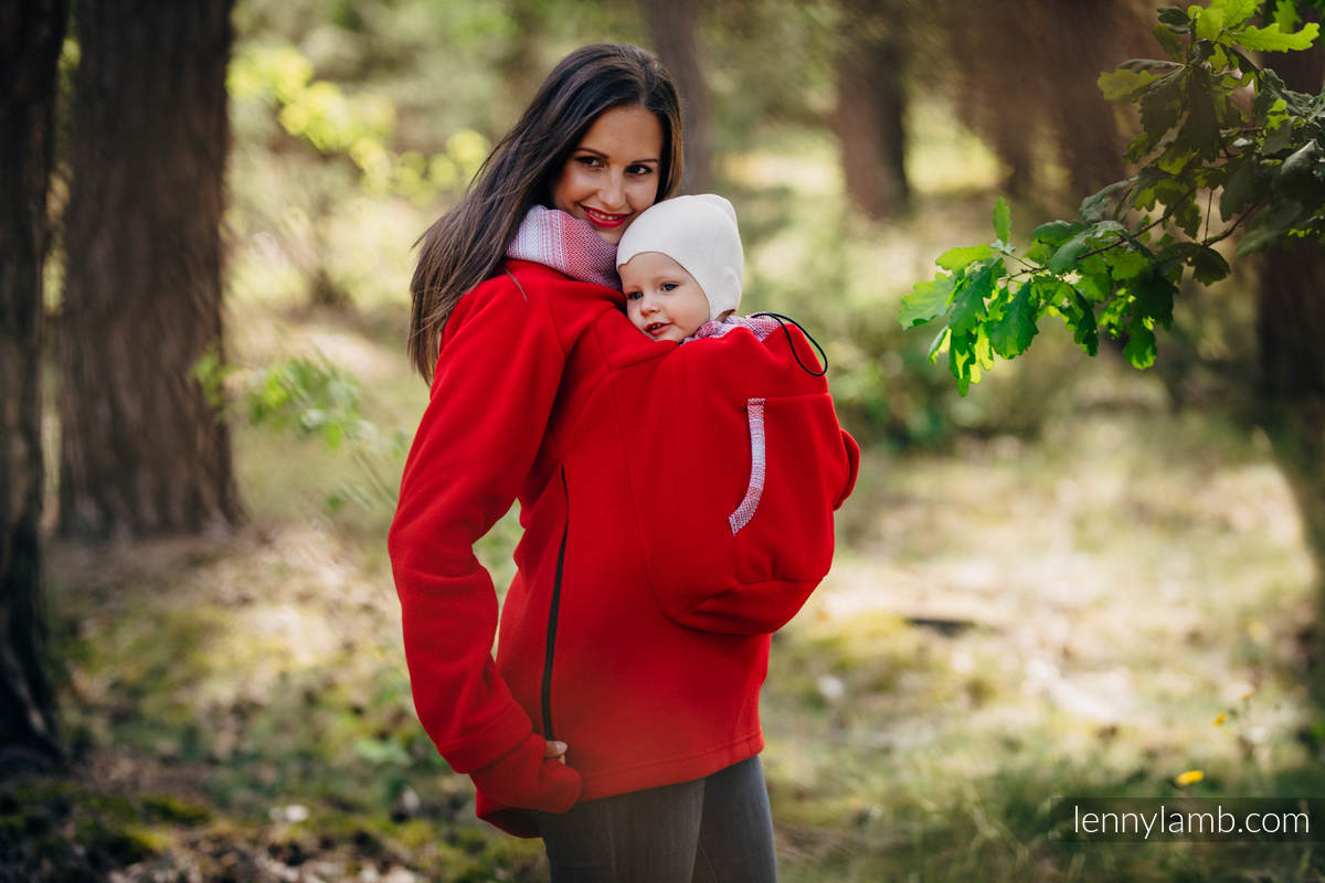Polarowa bluza do noszenia dzieci 2.0 - rozmiar XL - czerwona z Małą Jodełką Elegancją #babywearing