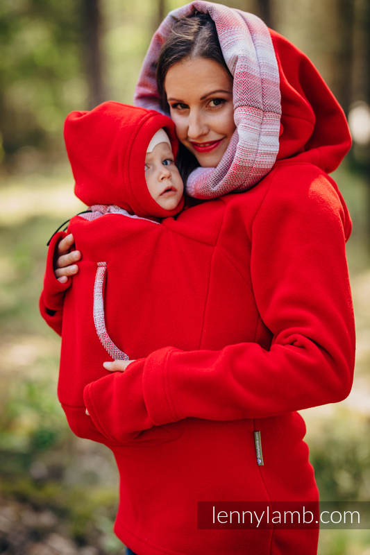 Sudaderas de porteo de polar 2.0 - talla 6XL - Rojo con Little Herringbone Elegance #babywearing