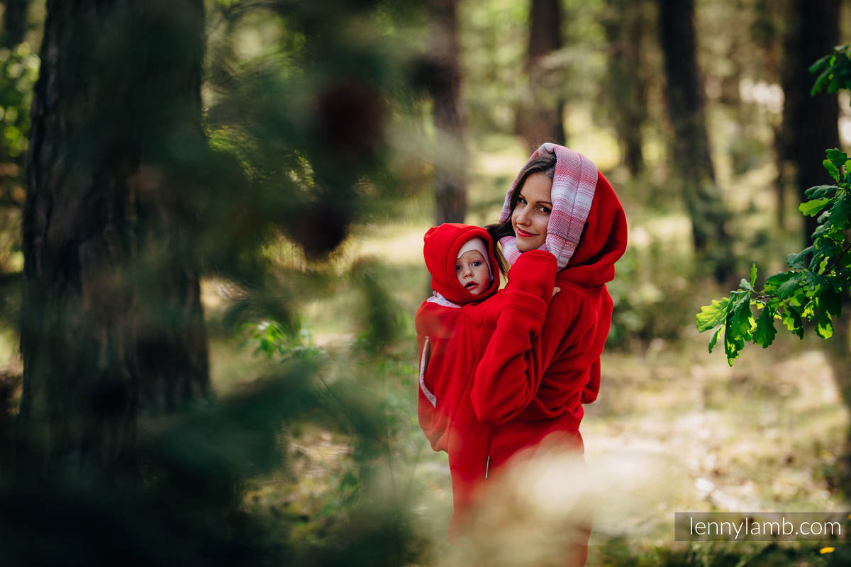 Fleece Babywearing Sweatshirt 2.0 - size XXL - red with Little Herringbone Elegance #babywearing