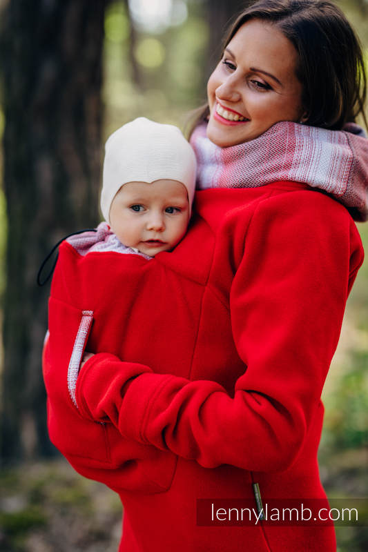 Fleece Babywearing Sweatshirt 2.0 - size L - red with Little Herringbone Elegance #babywearing