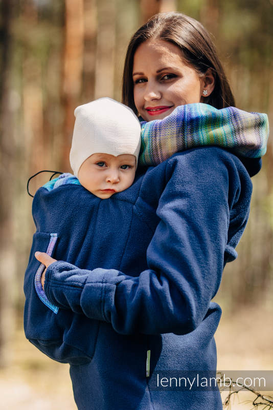 Fleece Tragepullover 2.0 - Größe M - dunkelblau mit Little Herringbone Petrea (grad B) #babywearing