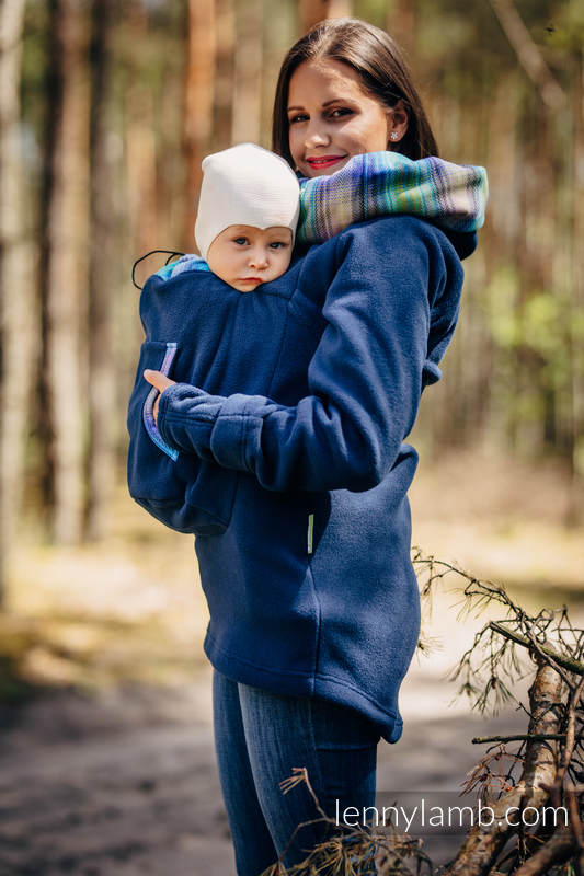 Fleece Babywearing Sweatshirt 2.0 - size L - navy blue with Little Herringbone Petrea (grade B) #babywearing