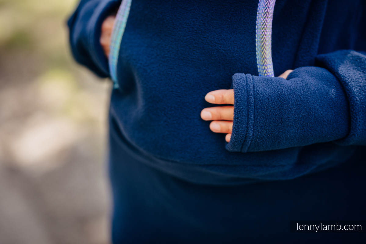 Fleece Babywearing Sweatshirt 2.0 - size L - navy blue with Little Herringbone Petrea (grade B) #babywearing