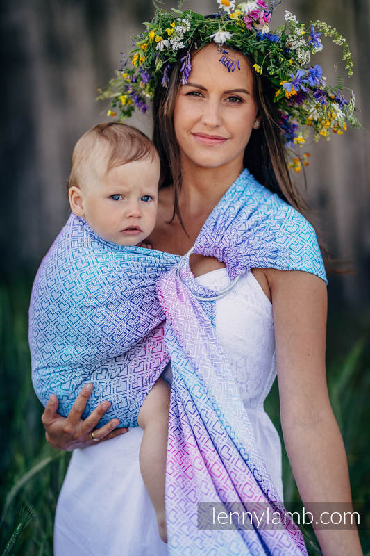 Ringsling, Jacquard Weave (60% cotton, 40% bamboo), with gathered shoulder - BIG LOVE - WILDFLOWERS - long 2.1m #babywearing