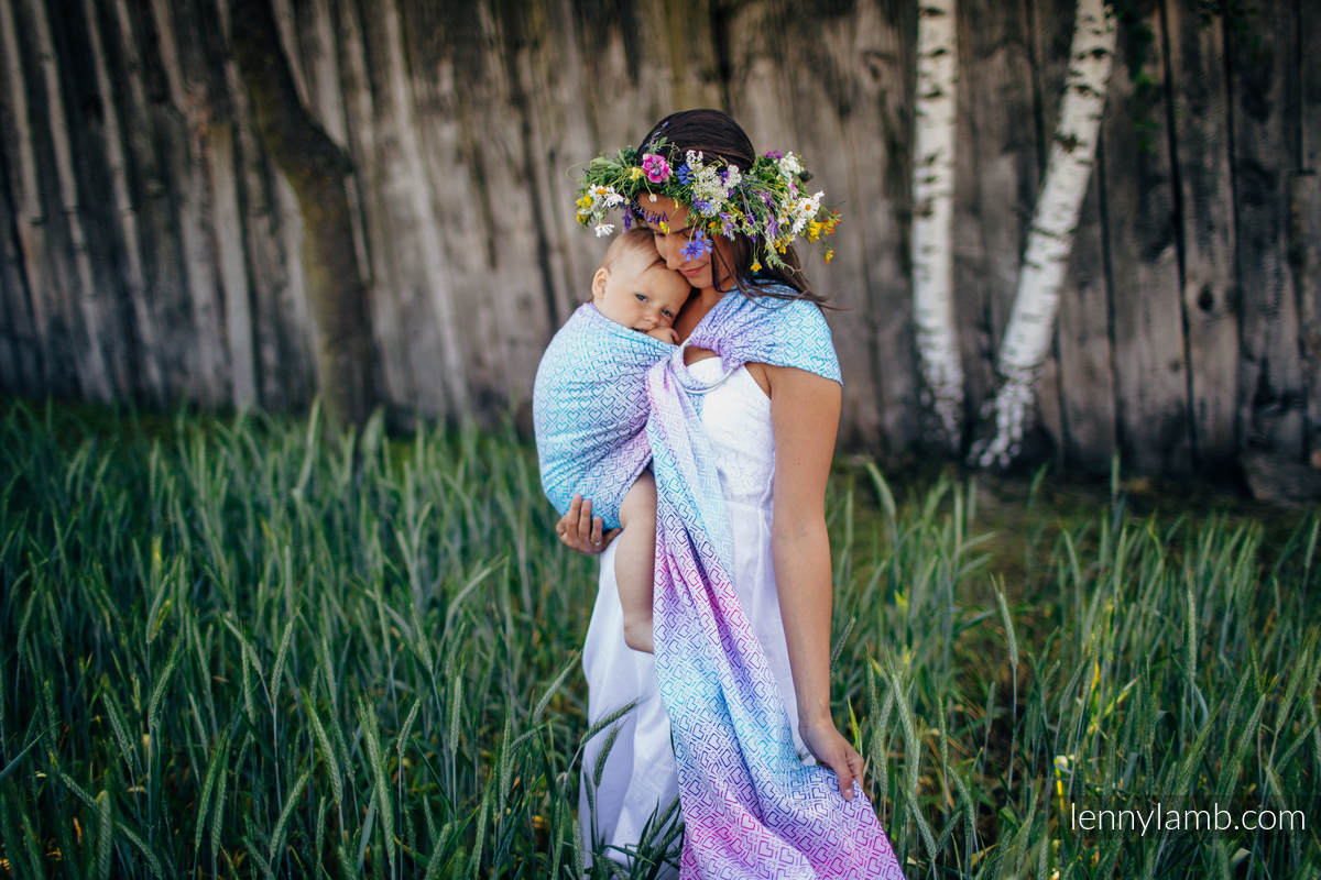 Ringsling, Jacquard Weave (60% cotton, 40% bamboo), with gathered shoulder - BIG LOVE - WILDFLOWERS - long 2.1m #babywearing