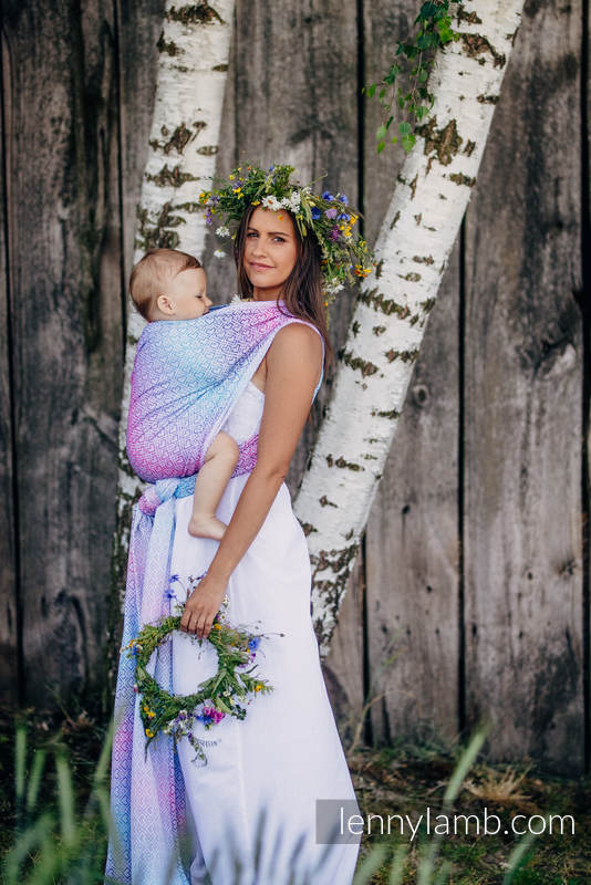 Écharpe, jacquard (40 % bambou + 60 % coton) - BIG LOVE WILDFLOWERS - taille XL #babywearing