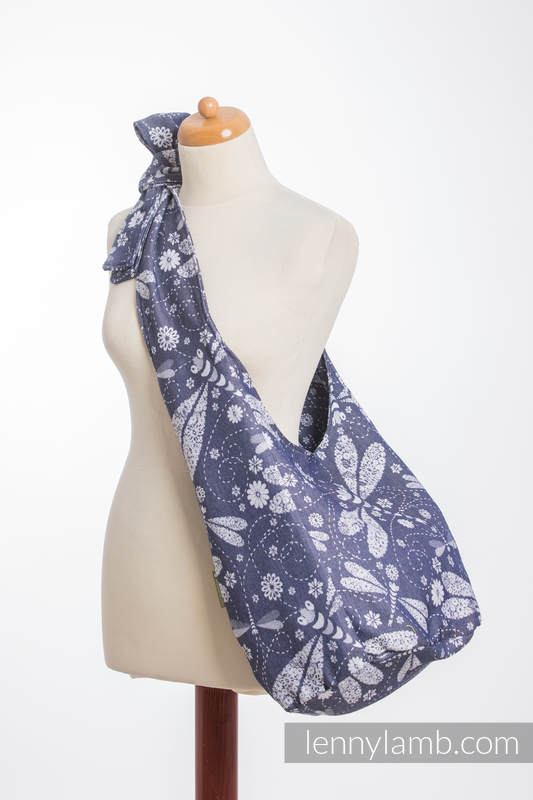 Hobo Bag made of woven fabric, 60% cotton, 40% bamboo - DRAGONFLY WHITE & NAVY BLUE #babywearing