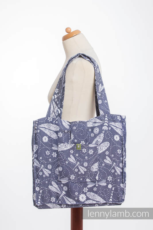 Shoulder bag made of wrap fabric (60% cotton, 40% bamboo) - DRAGONFLY WHITE & NAVY BLUE - standard size 37cmx37cm #babywearing