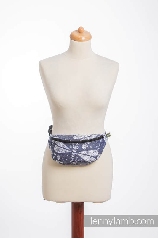 Waist Bag made of woven fabric, (60% cotton, 40% bamboo) - DRAGONFLY WHITE & NAVY BLUE #babywearing
