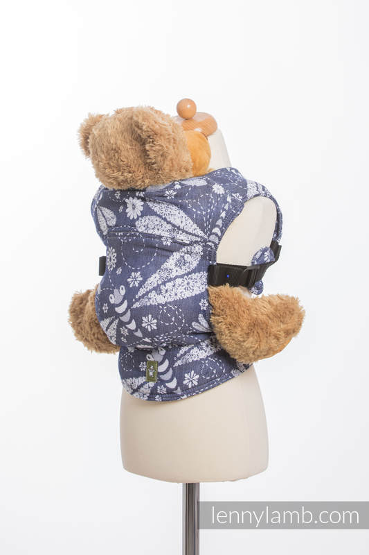 Puppentragehilfe, hergestellt vom gewebten Stoff (40% Bambus, 60% Baumwolle) - DRAGONFLY WEIß & DUNKELBLAU #babywearing