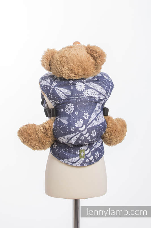 Doll Carrier made of woven fabric (60% cotton, 40% bamboo) - DRAGONFLY WHITE & NAVY BLUE #babywearing
