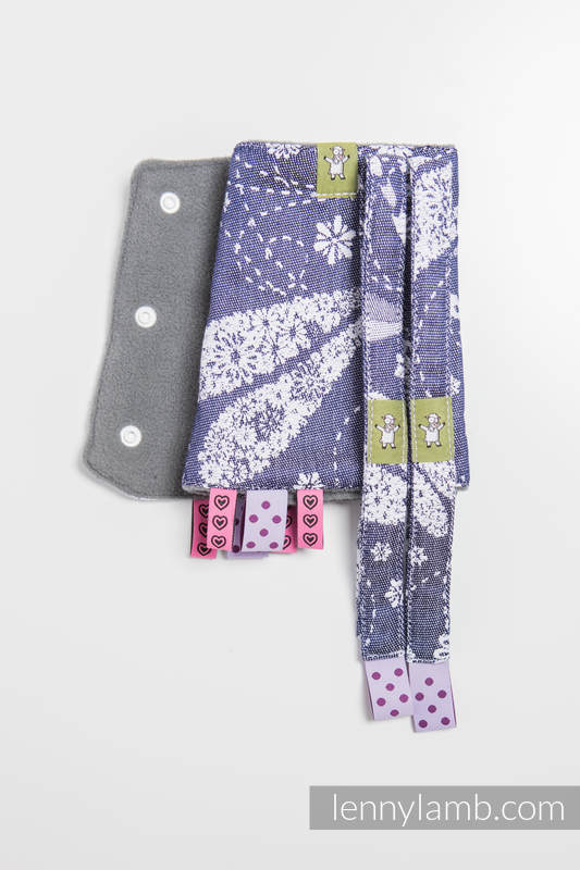 Drool Pads & Reach Straps Set, (Outer fabric - 60% cotton, 40% bamboo; Lining - 100% polyester) - DRAGONFLY WHITE & NAVY BLUE #babywearing