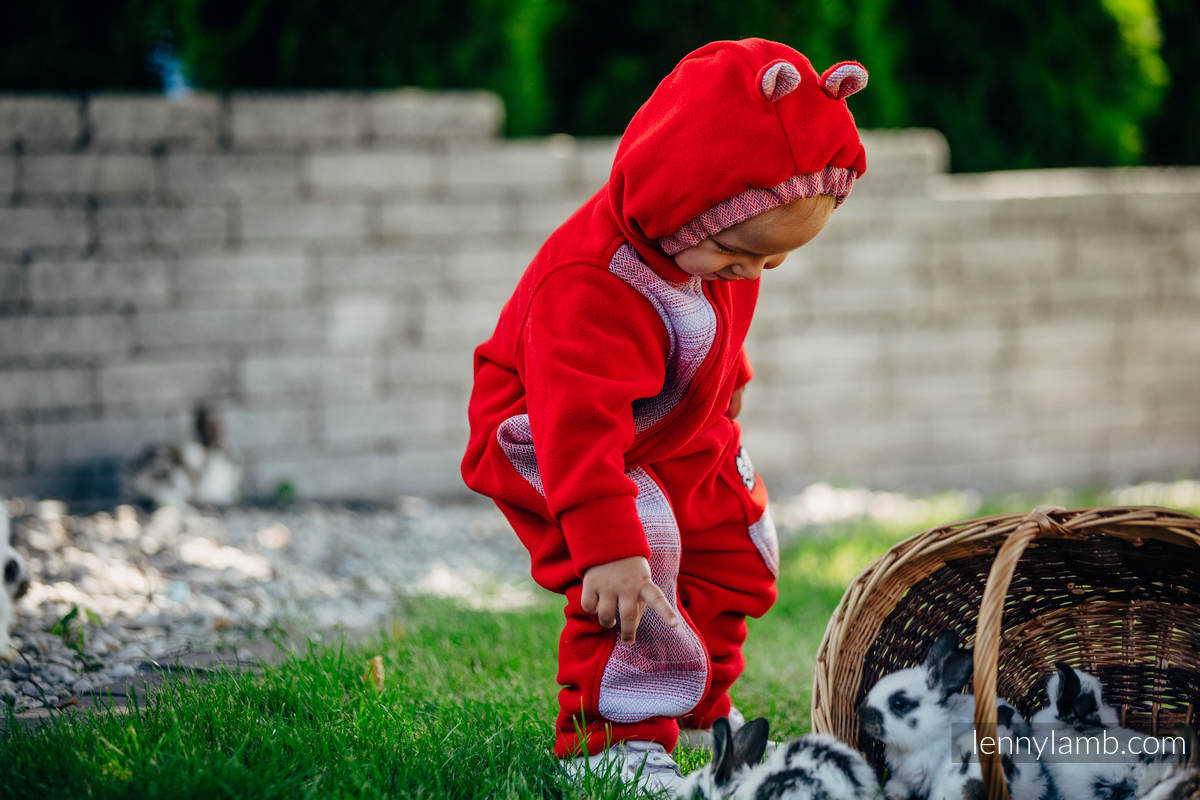 Pajacyk misiowy - rozmiar 80 - czerwony z Małą Jodełką Elegancją #babywearing