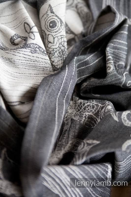 Bubo Owls Black & White, jacquard weave fabric, 100% cotton, width 140 cm, weight 280 g/m² #babywearing