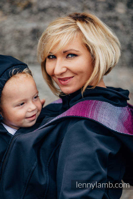 Babywearing Coat - Softshell - Black with Little Herringbone Inspiration - size 6XL #babywearing