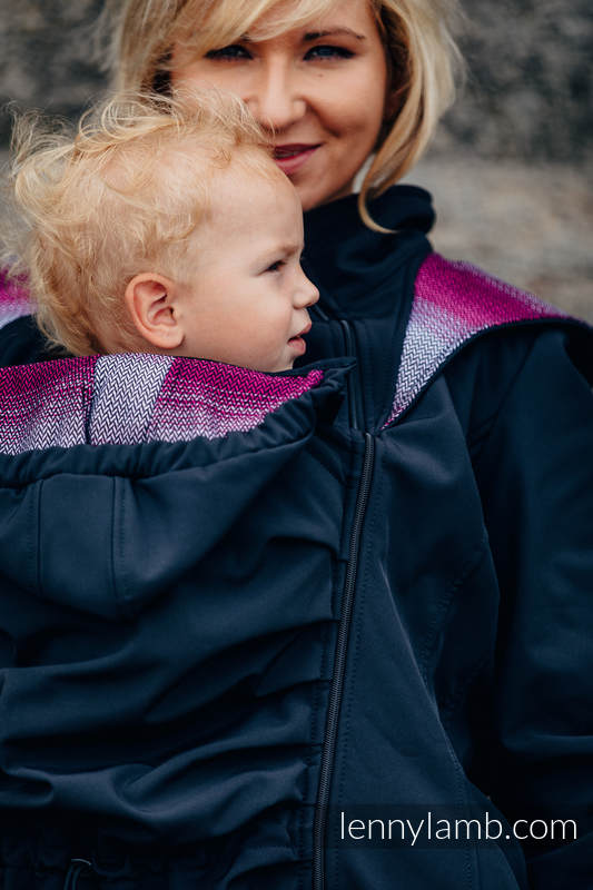 Babywearing Coat - Softshell - Black with Little Herringbone Inspiration - size 3XL #babywearing