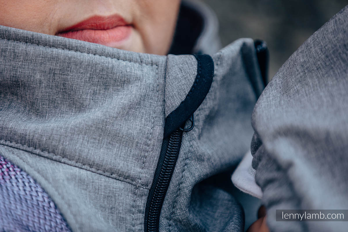 Babywearing Coat - Softshell - Gray Melange with Little Herringbone Inspiration - size 3XL #babywearing