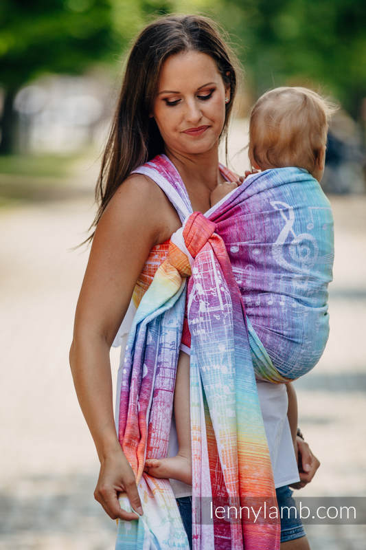 Żakardowa chusta do noszenia dzieci, bawełna - SYMFONIA TĘCZOWA LIGHT - rozmiar S #babywearing