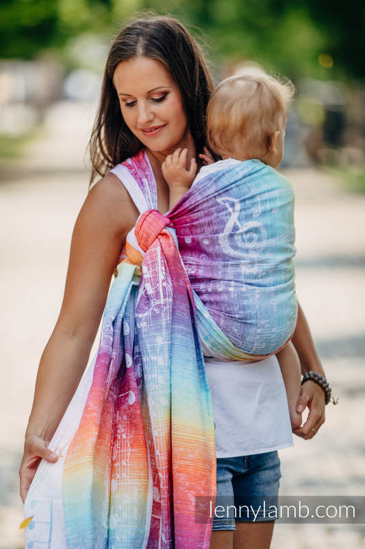 Żakardowa chusta do noszenia dzieci, bawełna - SYMFONIA TĘCZOWA LIGHT - rozmiar L #babywearing