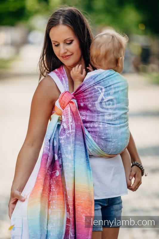 Żakardowa chusta do noszenia dzieci, bawełna - SYMFONIA TĘCZOWA LIGHT - rozmiar M (drugi gatunek) #babywearing