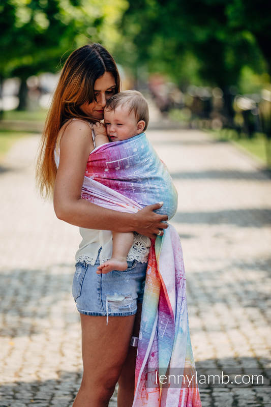 Baby Wrap, Jacquard Weave (100% cotton) - SYMPHONY RAINBOW LIGHT - size XL #babywearing