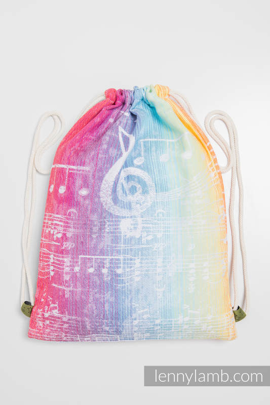 Sackpack made of wrap fabric (100% cotton) - SYMPHONY RAINBOW LIGHT - standard size 32cmx43cm #babywearing