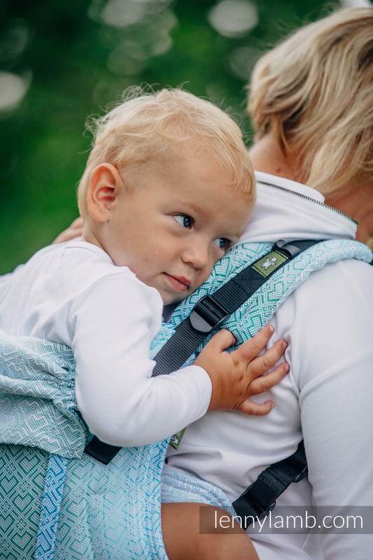 Lenny Buckle Onbuhimo baby carrier, toddler size, jacquard weave (100% cotton) - BIG LOVE - ICE MINT  #babywearing