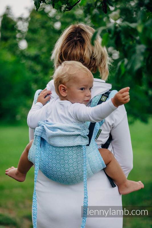 Nosidło Klamrowe ONBUHIMO z tkaniny żakardowej (100% bawełna), rozmiar Toddler - BIG LOVE - MROŻONA MIĘTA  #babywearing